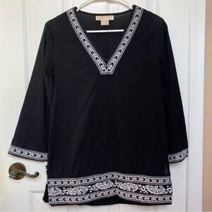 Michael Kors Women’s Black Tunic with White Embroidery